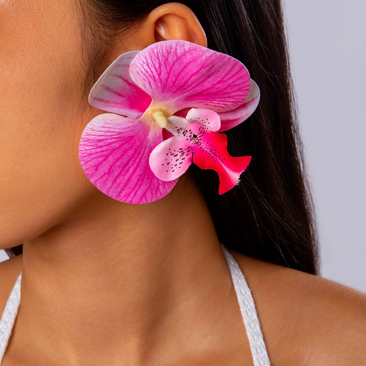 Orchids Earring in Rose Red
