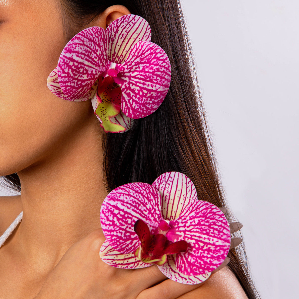 Orchids Earring in Dark Pink
