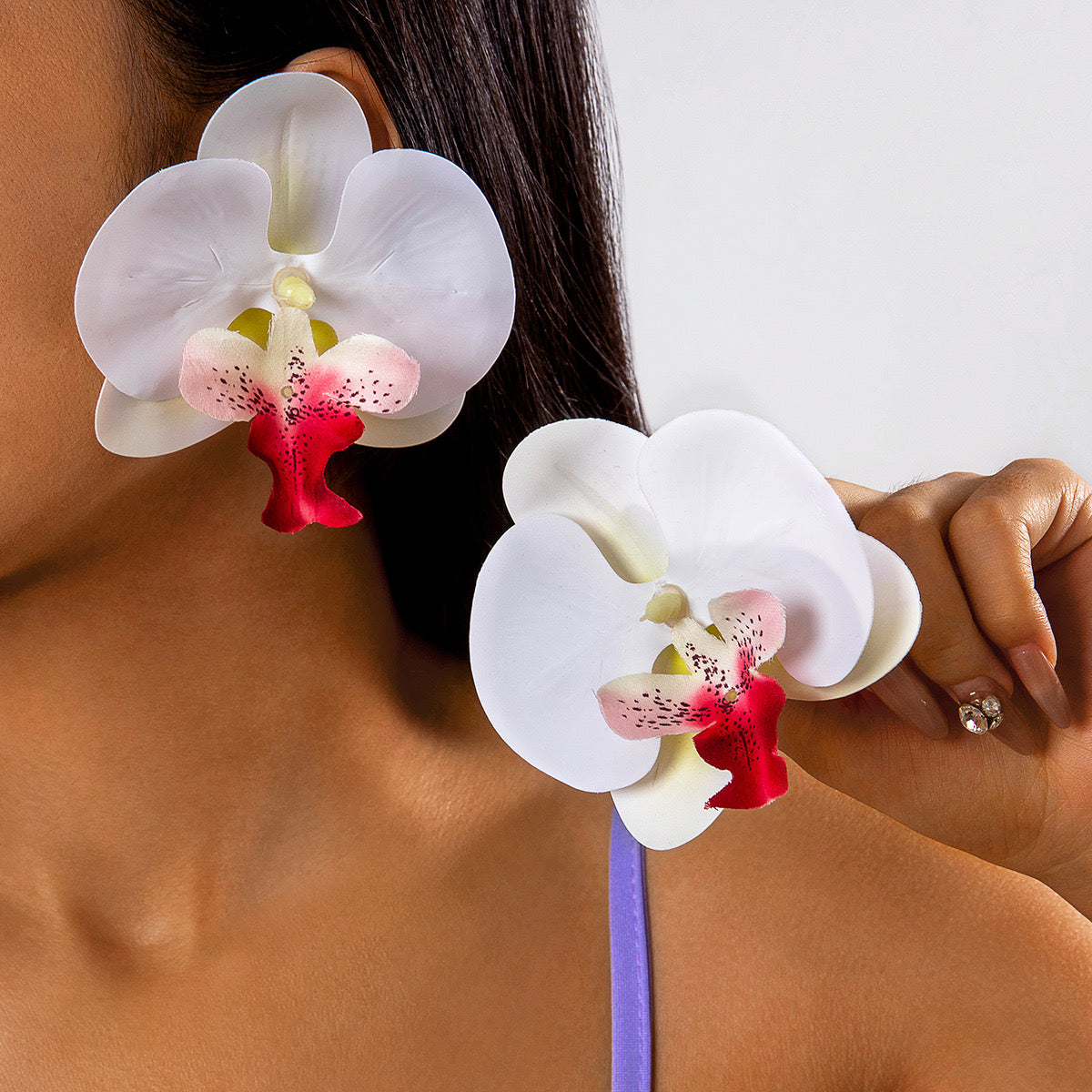 Orchids Earring in Red white